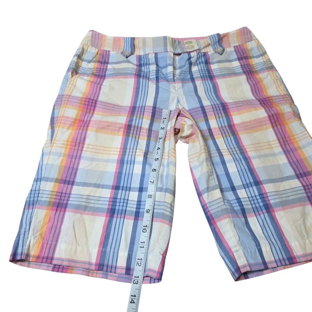 Tommy Hilfiger Women‎ Plaid Bermuda Shorts Size 10 Pink Blue Yellow Beige Casual - Picture 5 of 9